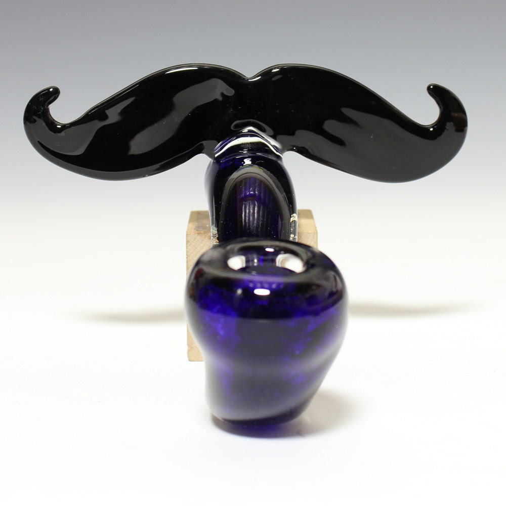 Glass Mustache Pipe - Sherlock -Hedcraft Glassworks-