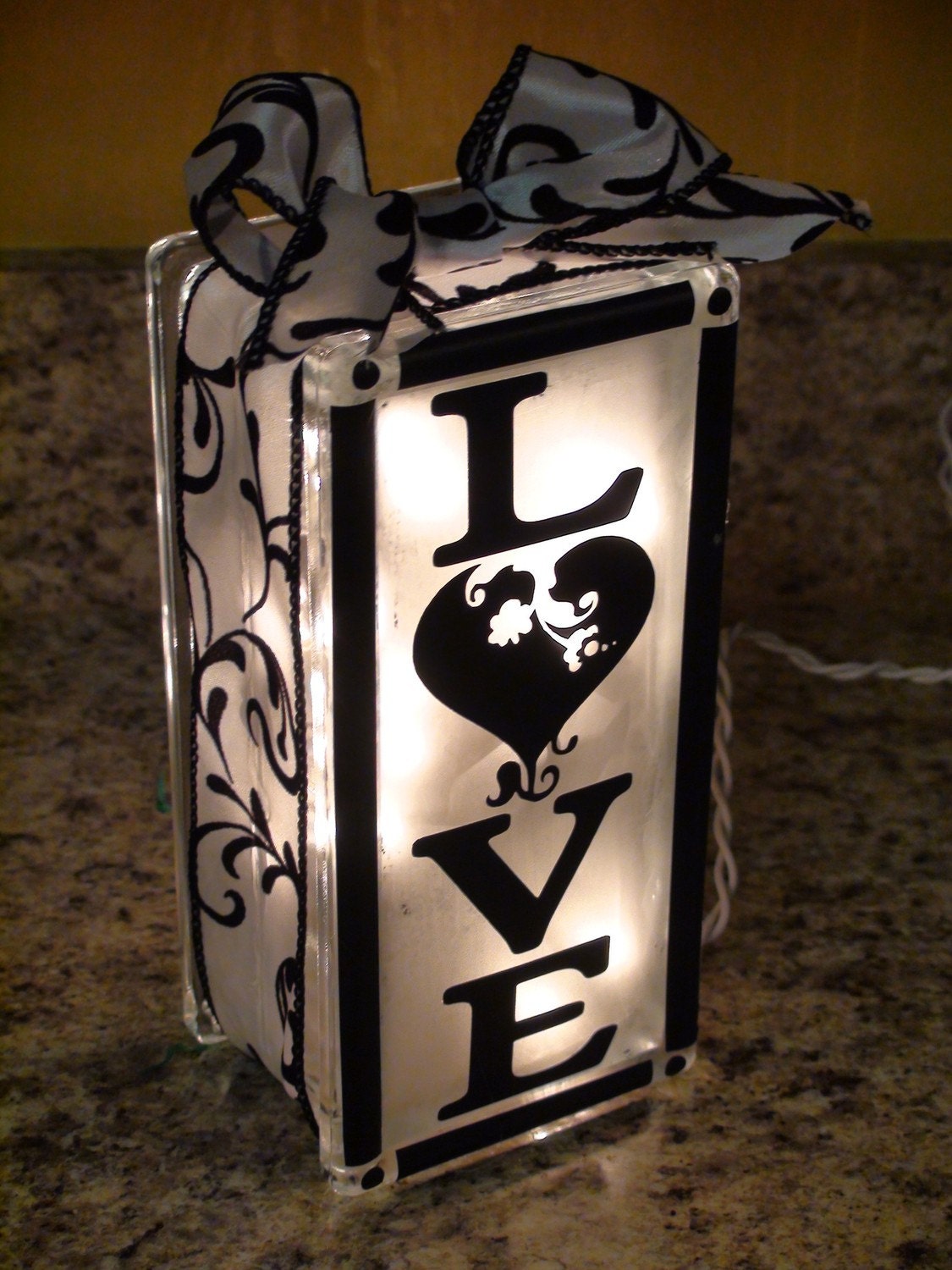 Personalized lighted glass block decor with any by TooSweetTees