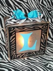 Personalized Zebra Print Lighted Glass Block