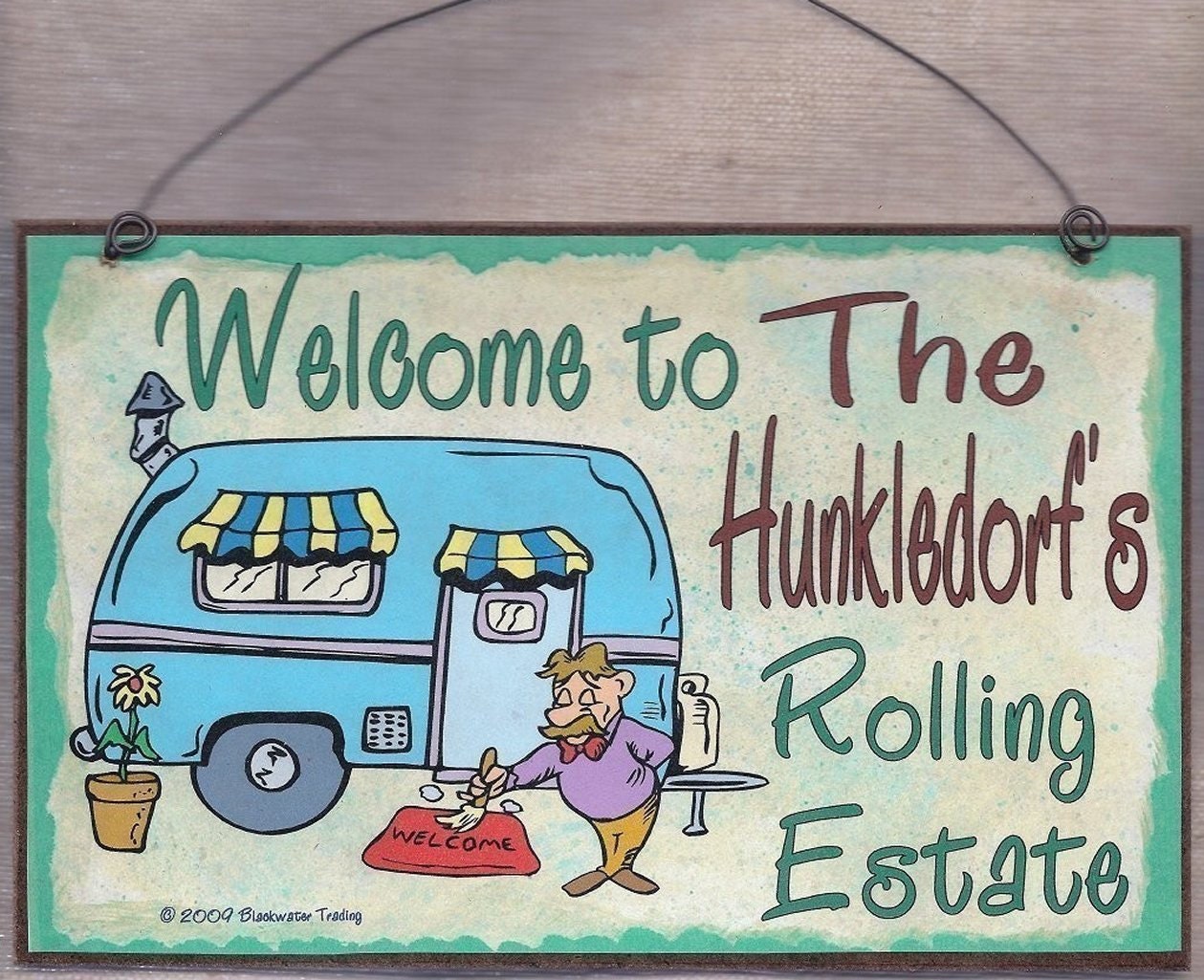 PERSONALIZED Camper SIGN Welcome Rolling Estate Camping RV Travel Trailer 8 x 5 Recreational Vehicle Plaque