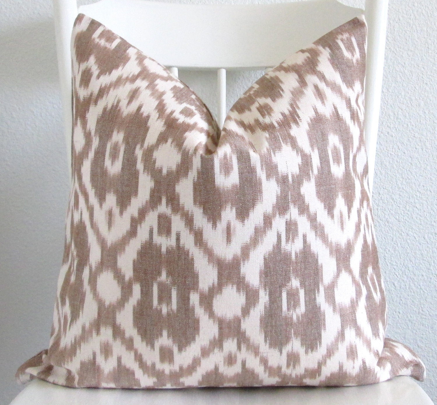 Decorative pillow cover - Ikat pillow -  20x20 - Brown - Natural - Ikat - Caravan Ikat