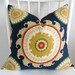 Decorative pillow cover - Throw pillow- Suzani pillow - 20x20 - Ponderosa - Suzani - Blue - Red - Yellow