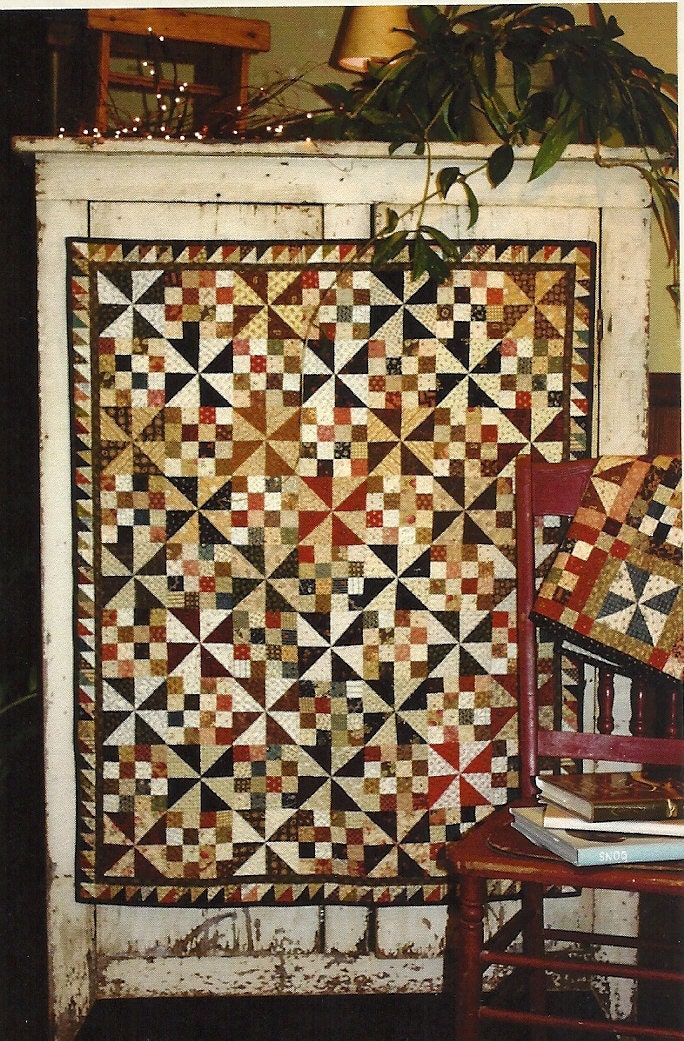 Primitive Folk Art Quilt Pattern:  WINDY SISTER --  Wall Hanging and Table Topper