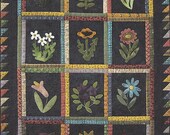Primitive Folk Art Wool Applique Quilt Pattern:   BUD GARDEN