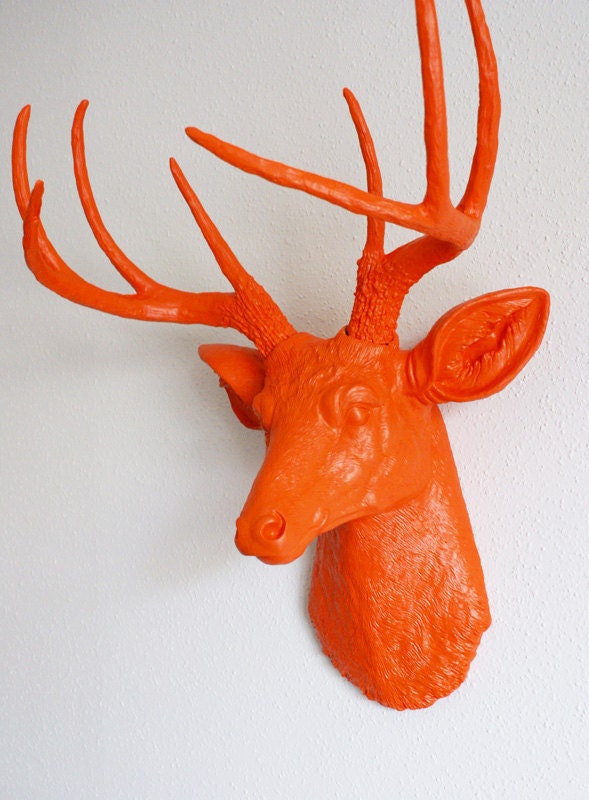 Orange Deer Head Wall Mount