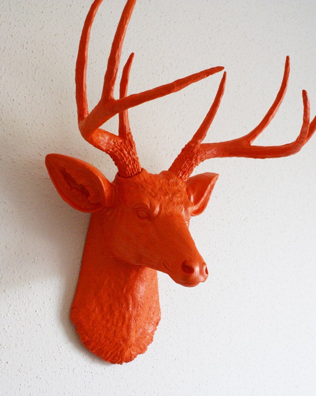 Orange Deer Head Wall Mount