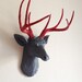 Charcoal & Red Deer Head Wall Mount