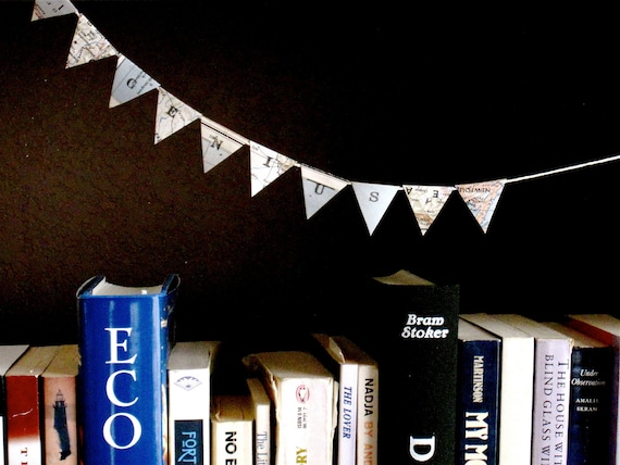 GENIUS Mini Pennant Banner Flag Bunting From Vintage National Geographic Maps
