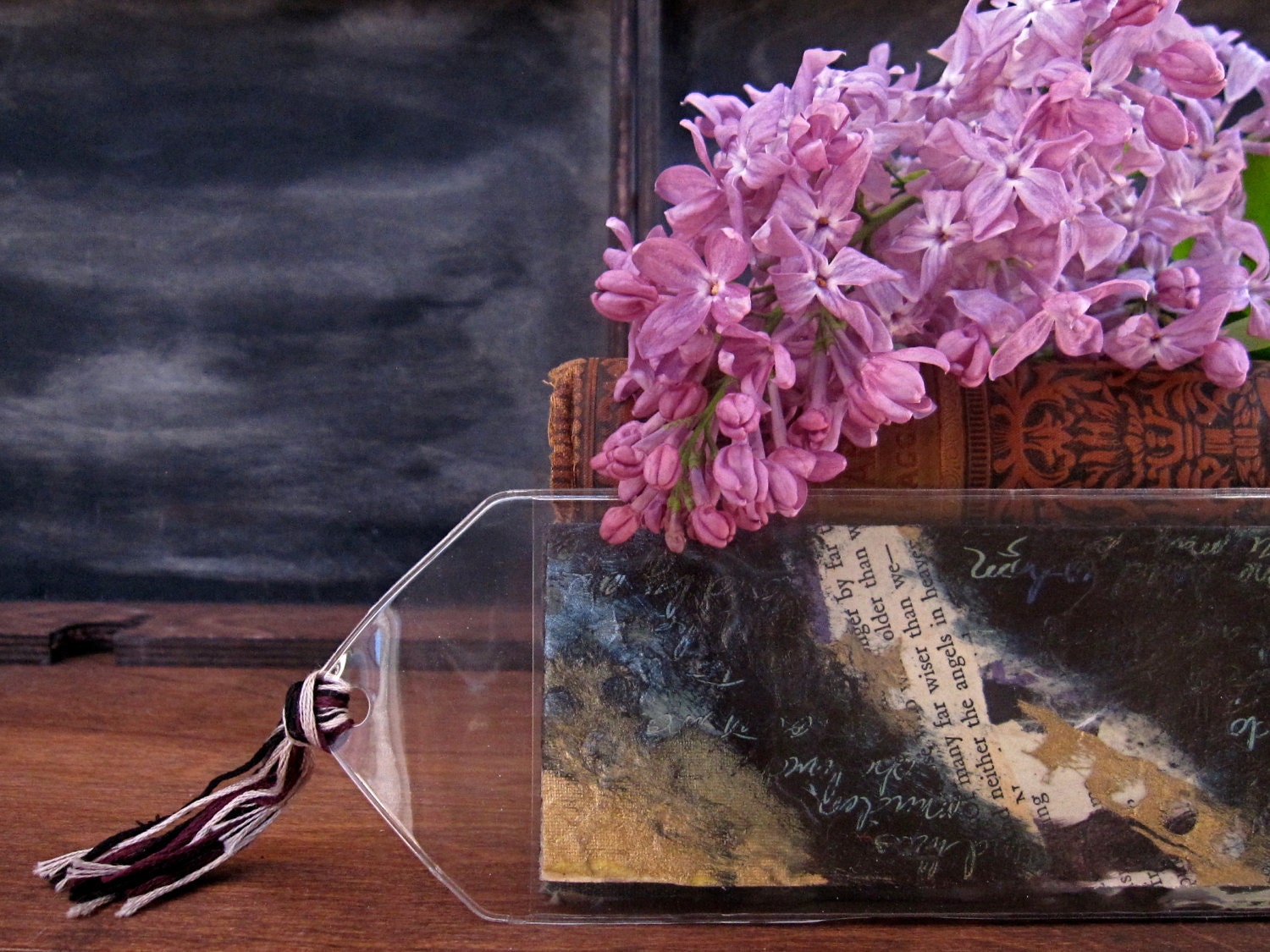 Edgar Allan Poe Literary Bookmark Original Art Collage - Annabel Lee - Gift for Readers or Writers - Dark Purple, Gold, Black