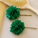 Kelly Green Fabric Flower Bobby Pins or Alligator Clips - Set of 2 for Bridal, Weddings, or Everyday Wear