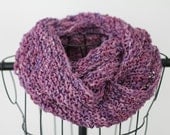 Purple Cotton Hand Knit Infinity Scarf - lidsknits Purple Cotton Hand Knit Infinity Scarf - lidsknits