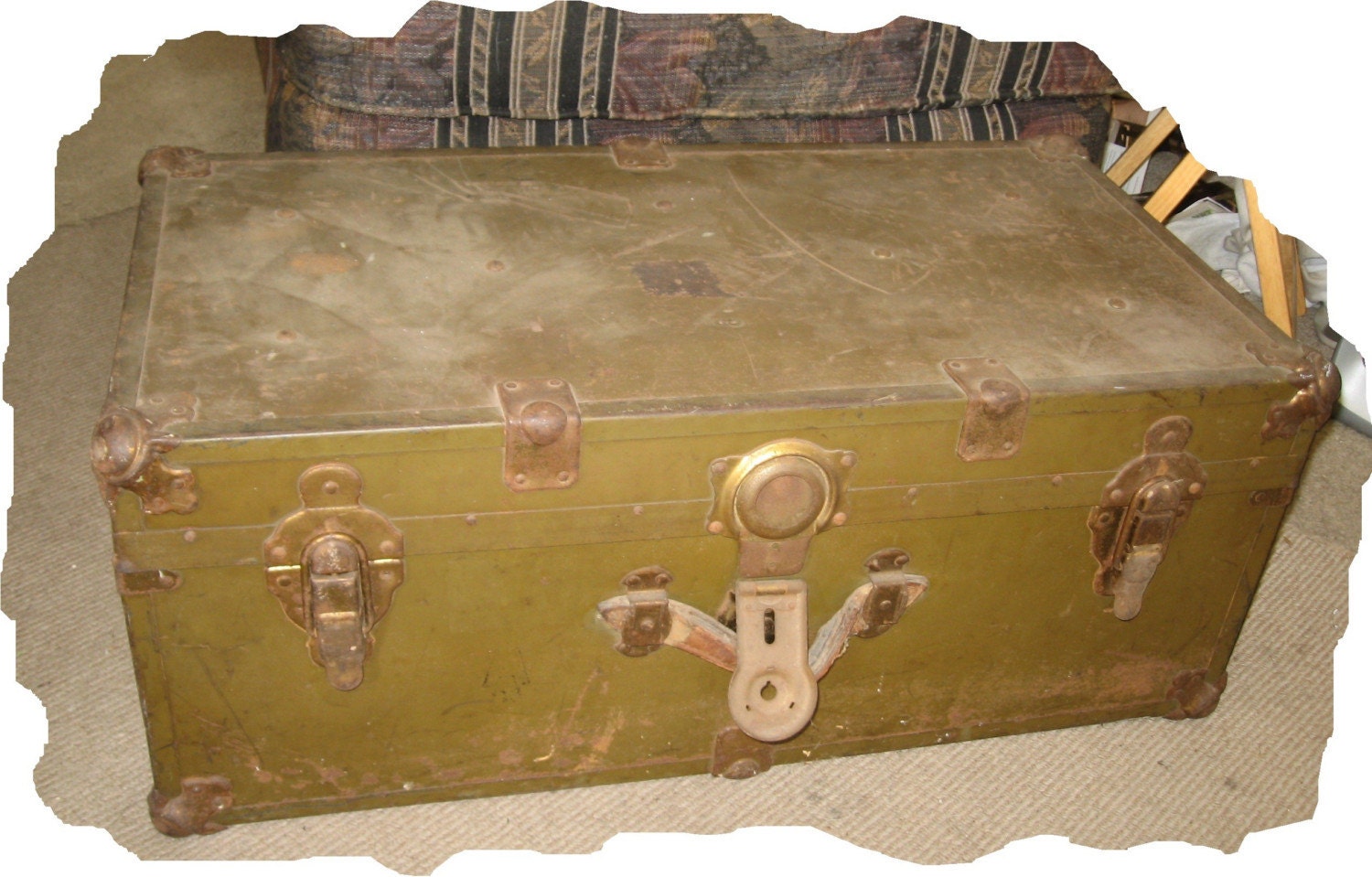 Vintage WWII Clothes Trunk Suit Case by RockysUniqueCreation