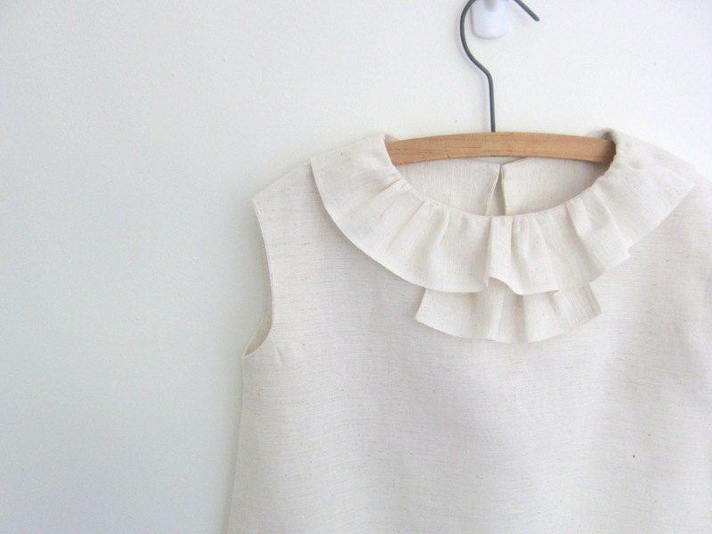 Girls Ruffle front dress - tunic - jumper - cream