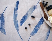 Floaty Feather Tea Towel - Sea Blue