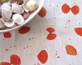 Tea Towel Pippies Tangerine - hand screen printed on Eco friendly Linen