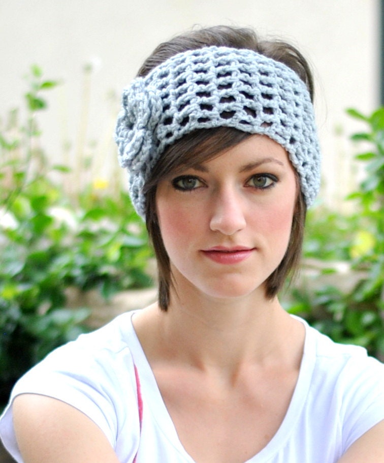PDF Pattern for Crochet Earwarmer Headwrap and Flower with Permission to Sell What You Make
