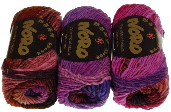 Noro Kureyon Wool Knitting Yarn 264, 3 x 50g balls