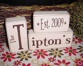 Wedding Marriage CUSTOM Personalized Family Last Name Monogram Initials Established Date Wood Sign Blocks Primitive Country Rustic