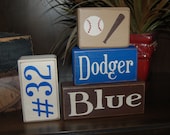 PERSONALIZED Name Boys Girls Kids Sports Dodger Baseball ANYTHING You Want... Wood Sign Shelf Blocks Primitive Country
