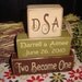 Wedding Marriage Happily Ever After Two Become One PERSONALIZED Names Initials Monogram Date Wood Sign Blocks Primitive Country Rustic