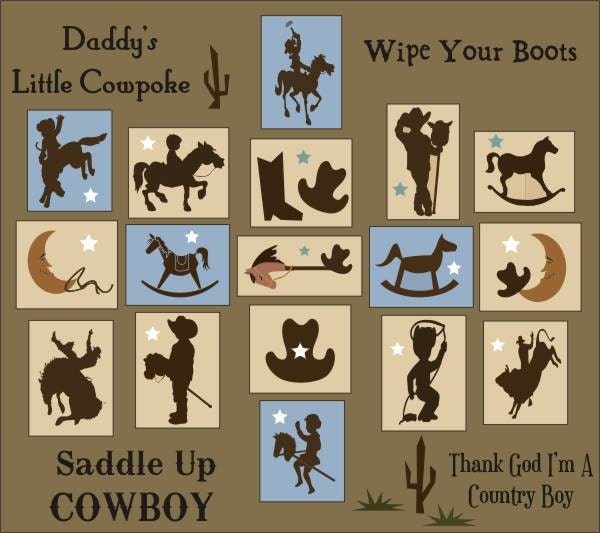 Horsie Giddy-Up Buckaroo COWBOYS Cowgirls Wood Sign Blocks Primitive Country Rustic Boys Kids Decor