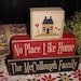 PERSONALIZED Family Name No Place Like Home Where Our Story Begins Heart Is Wood Sign Shelf Blocks Primitive Country Rustic Home Decor