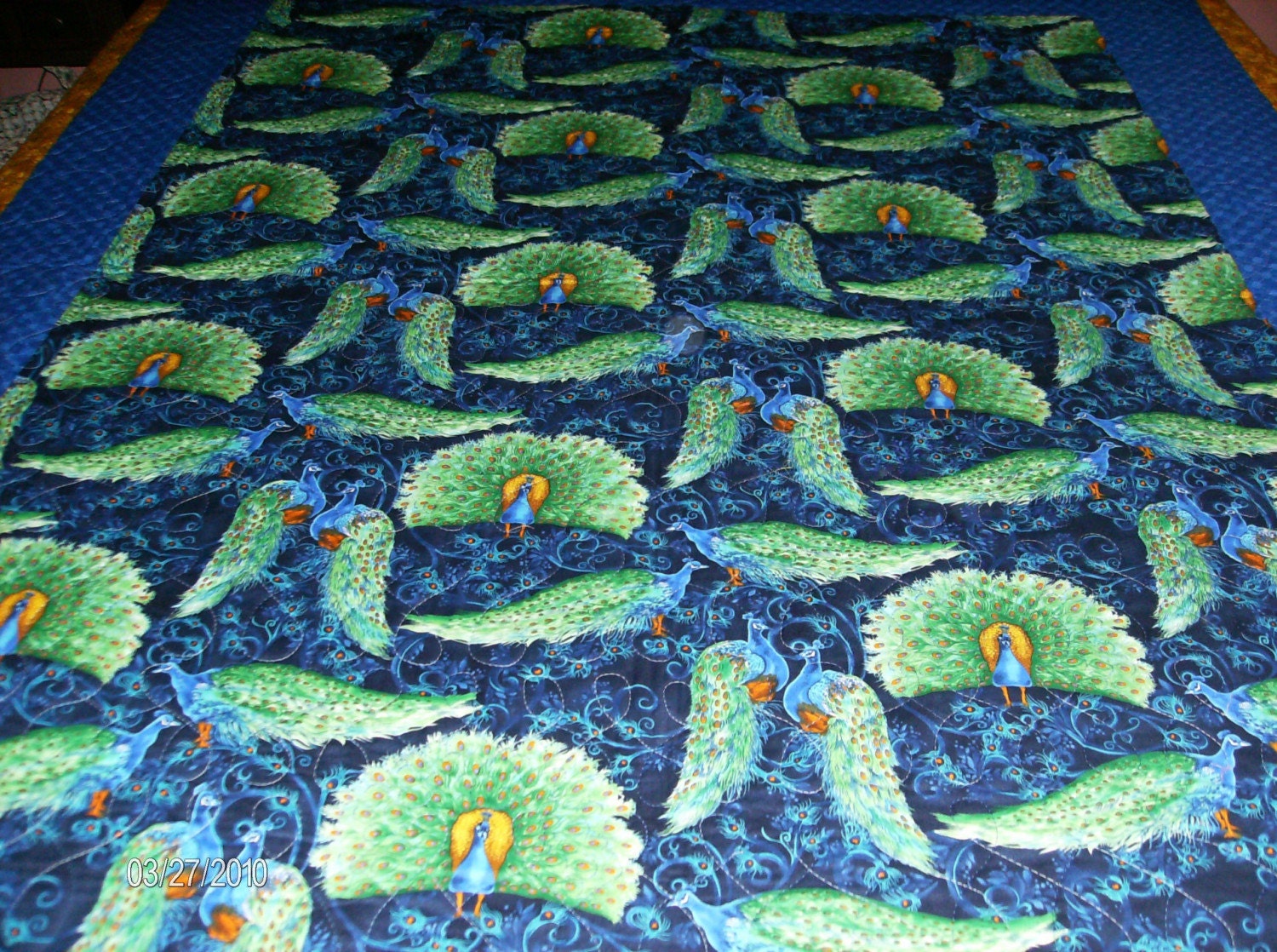 Peacock Design Queen Quilt
