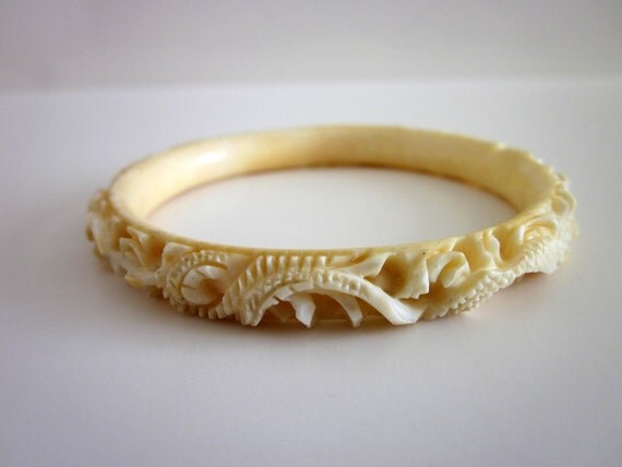 Authentic Pre-Ban Elephant Tusk Ivory Bangle by retroreduxgal