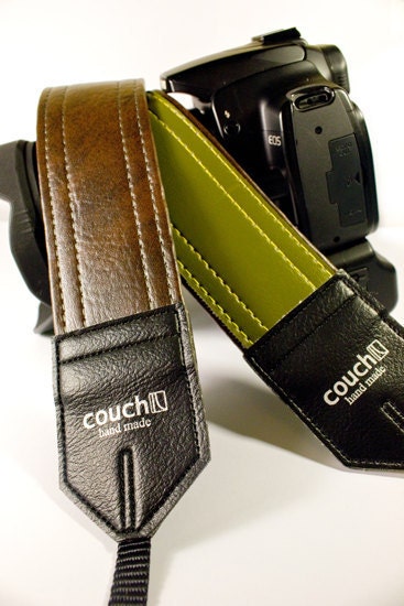 Brown Deadstock Luggage camera strap - Upcycled guitar straps - eco vegan friendly