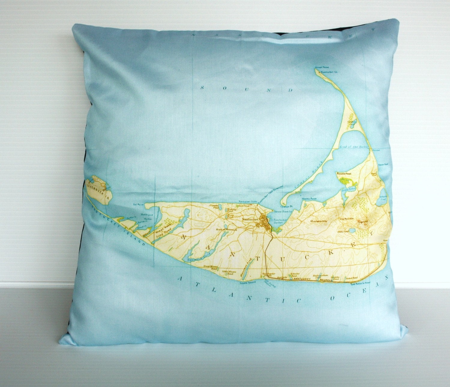 Cushion cover pillow map cushion NANTUCKET map pillow organic cotton cushion
