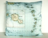 Decorative pillow,map pillow,TAHITI, map cushion, 16x 16 inch cushion, throw pillow, cushion cover  40cm cushion