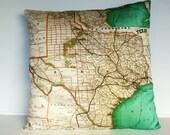 Pillow cover map cushion Texas, Organic cotton, cushion cover, pillow cover, throw pillow, decorative pillow.
