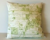Cushion cover, pillow city map LAS VEGAS organic cotton vintage map cushion, 16 inch 41cm, 16x16 cushion