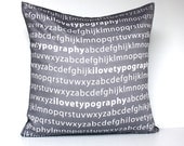 decorative pillow eco friendly  I love typography  in grey and white organic cotton cushion cover, pillow, 16", 41cms