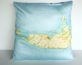 Cushion cover pillow map cushion NANTUCKET map pillow organic cotton cushion