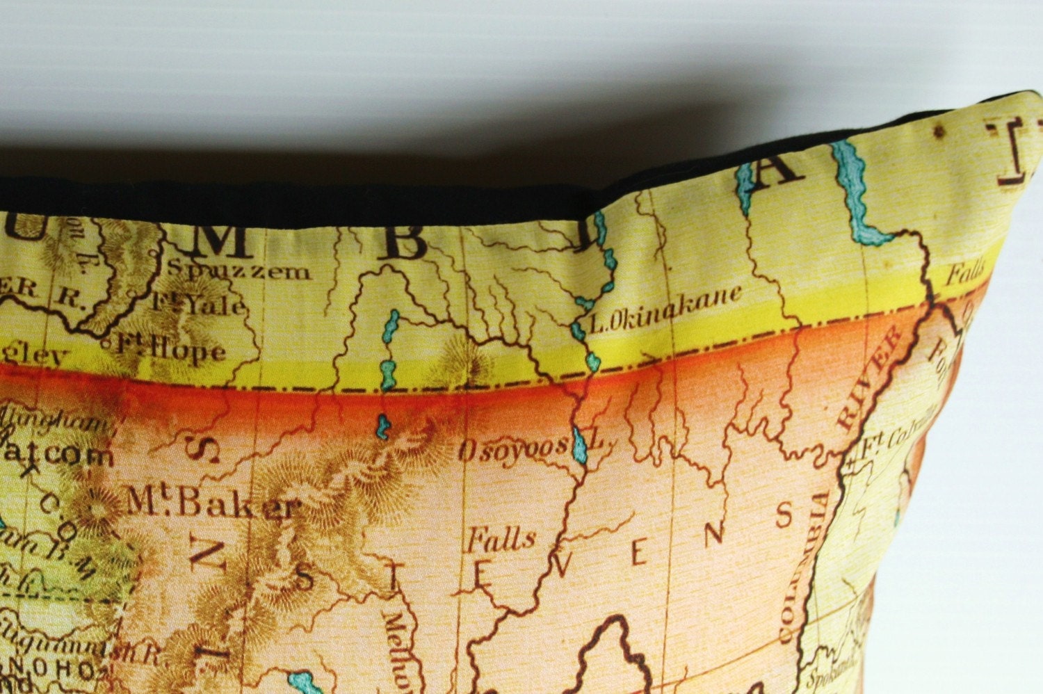 Decorative Throw pillow map pillow cover, cushion WASHINGTON STATE pillow cover,organic cotton map cushion cover, 16 inch 41cm