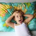 WORLD MAP - giant organic cotton cushion- the whole wide world cushion cover, pillow 86cm/34inches x 61cm/ 24 inches .