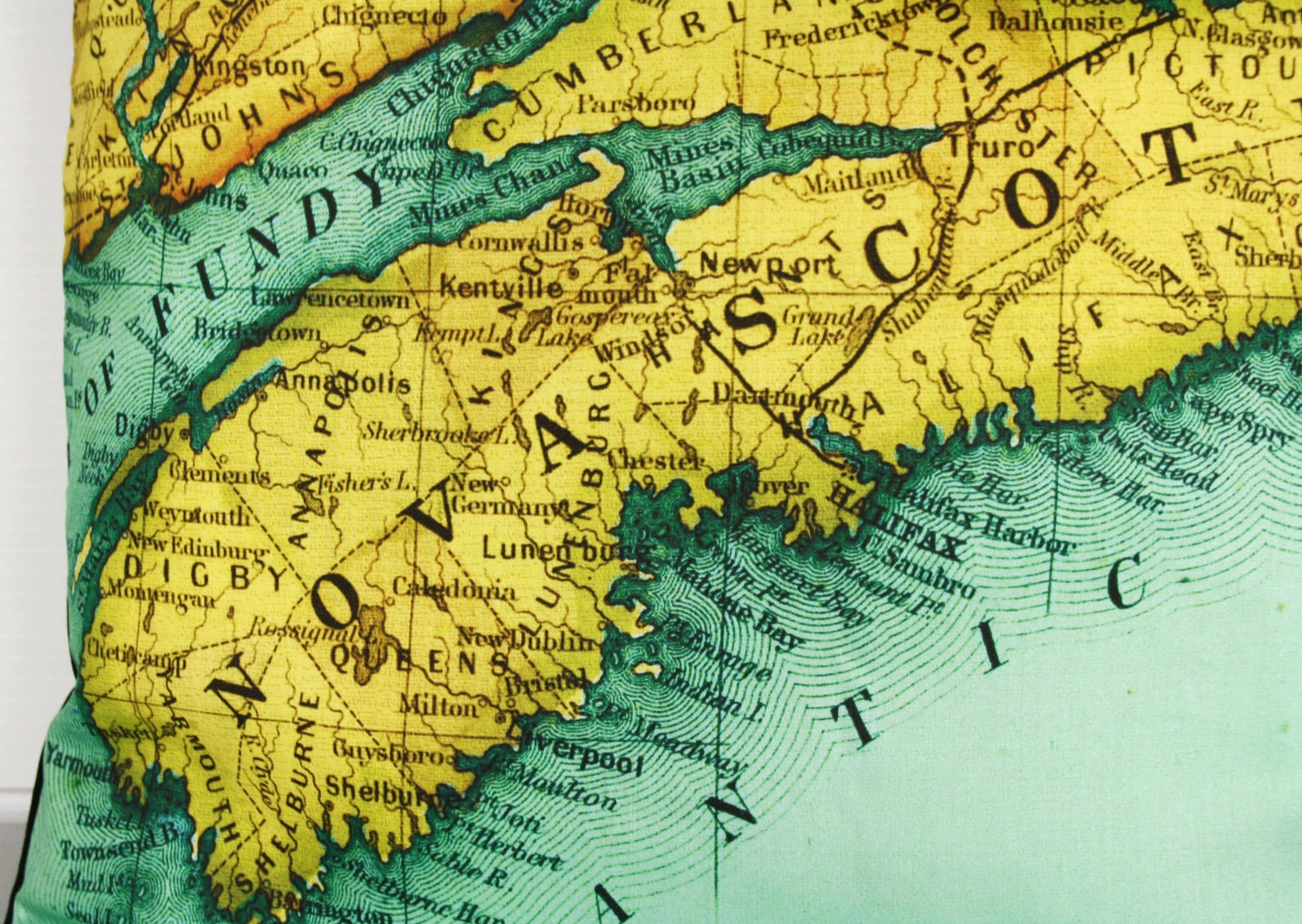 pillow cover, map decorative cushion NOVA SCOTIA map cushion, organic cotton, pillow cover 16x16