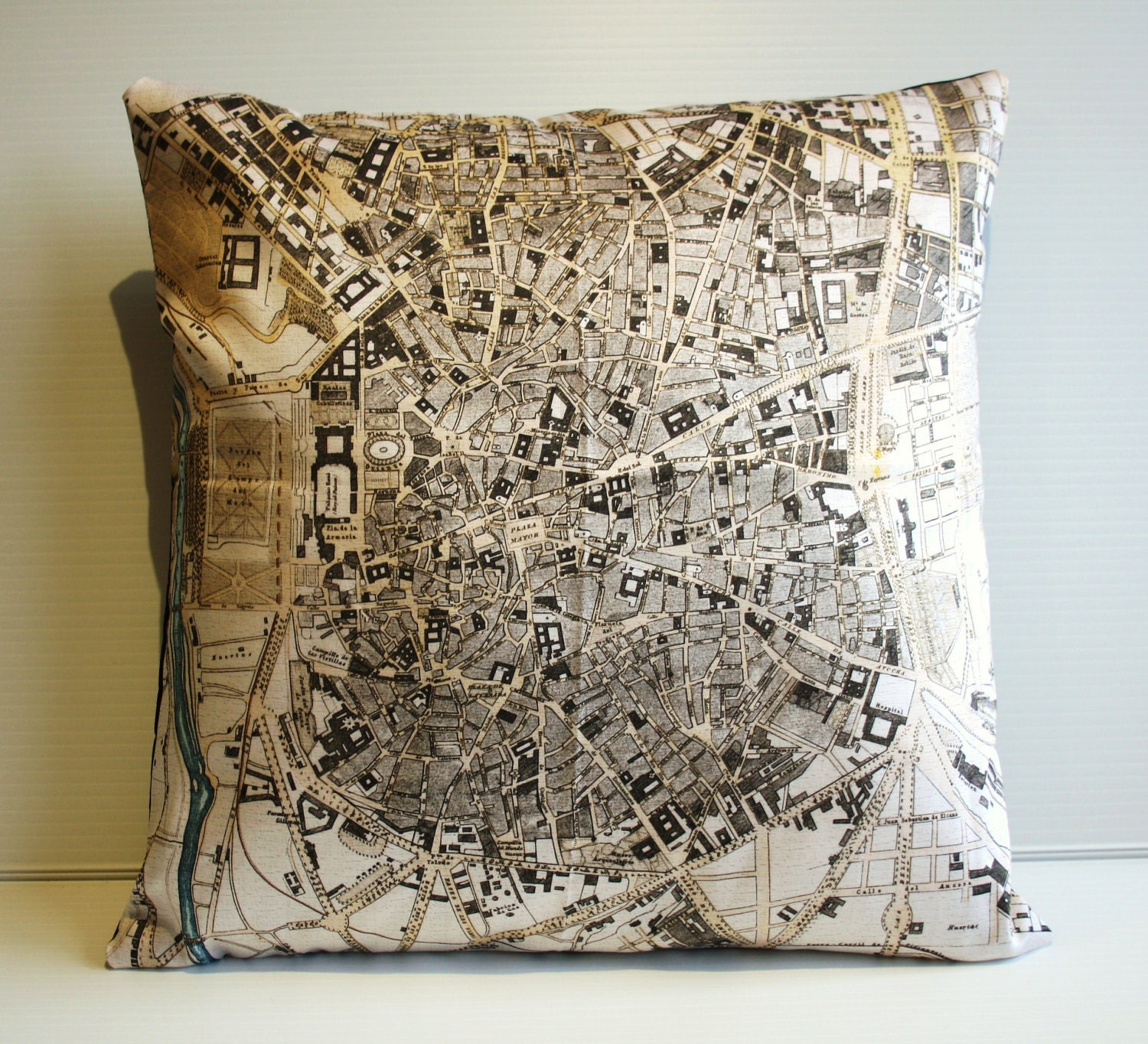 Pillow cover city map MADRID map cushion, organic cotton, cushion cover, pillow, 16 inch cushion, 40cm cushion