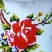 decorative pillow Pixel Rose  on blue eco friendly organic cotton cushion cover, pillow, 16", 41cms