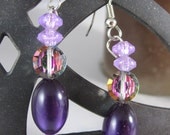 Delicate Earrings, Purple, Beads, Silver by LadySteam13 on Etsy