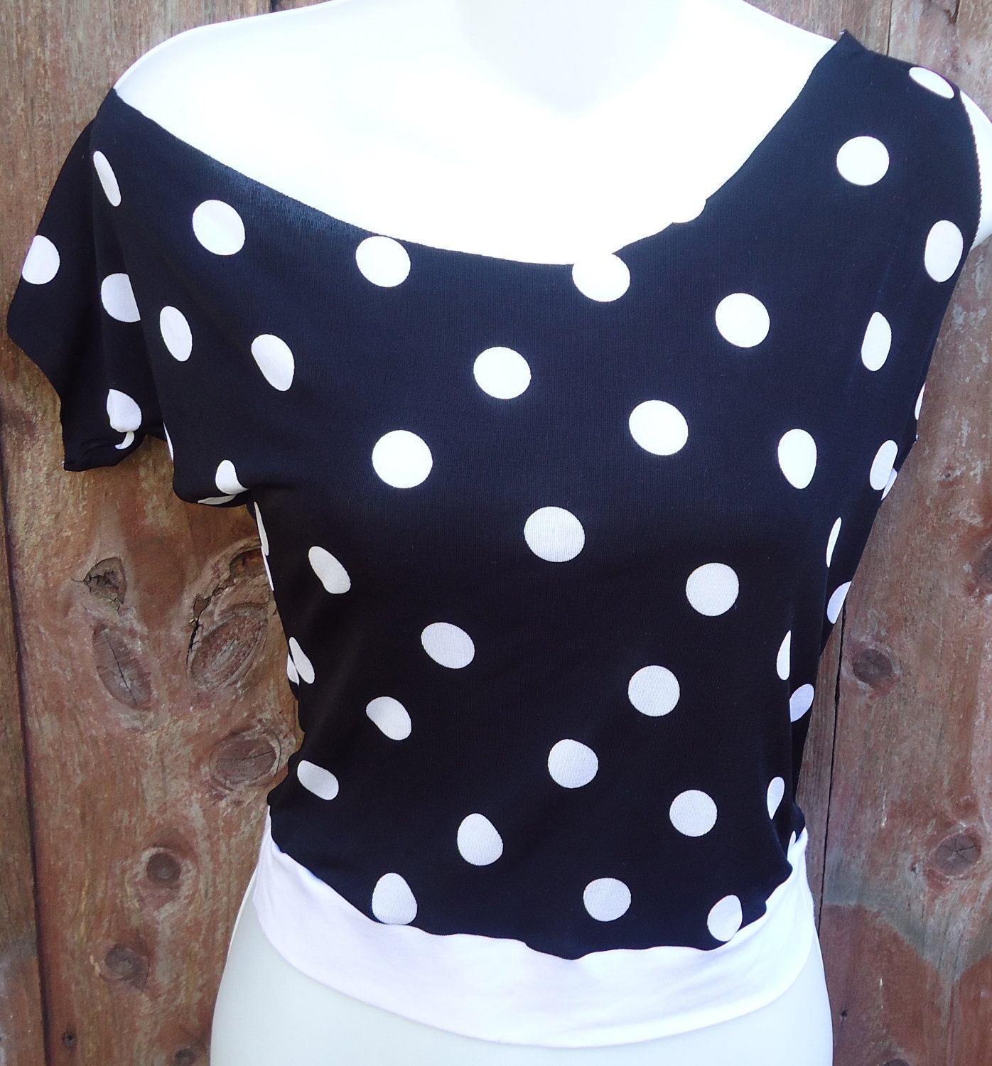 White Polka Dot Off The Shoulder Top