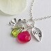 Wedding Jewelry. Two Custom Birthstone Necklace with Silver Shamrock. Bridesmaid Jewelry. Personalized Leaf.