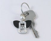 pop tab keychain - angel, black wings wire wrapped