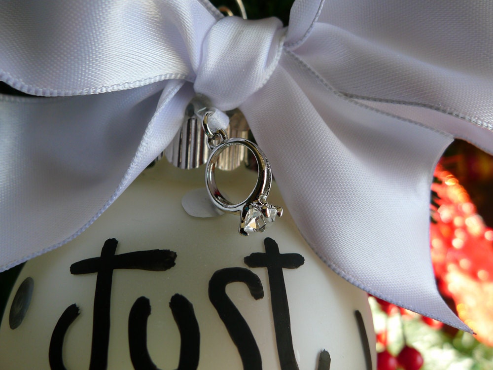 Just Engaged ornament, engagement ring charm, Just engaged, christmas ornament
