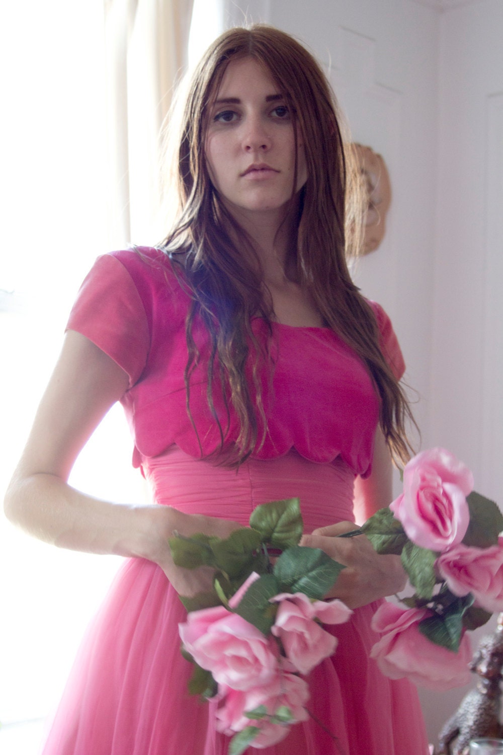 RESERVED Pink Dress with Velvet Top XS/S