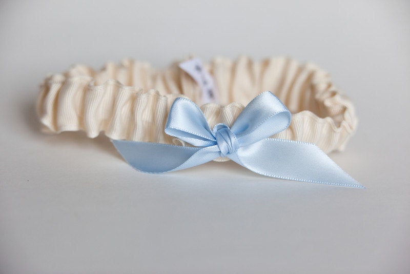 Wedding Garter -  Something Blue and Ivory Simple Bridal Garter - Sample Sale