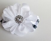 Wedding Garter - Couture White and Silver Sparkle Bridal Garter - Sampe Sale