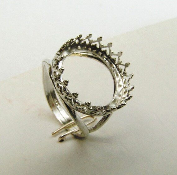 Sterling Silver 925 Round RING bezel cup- setting 16mm blank