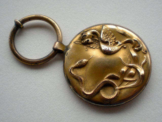 Antique Victorian Snake Griffin Gold Watch Fob